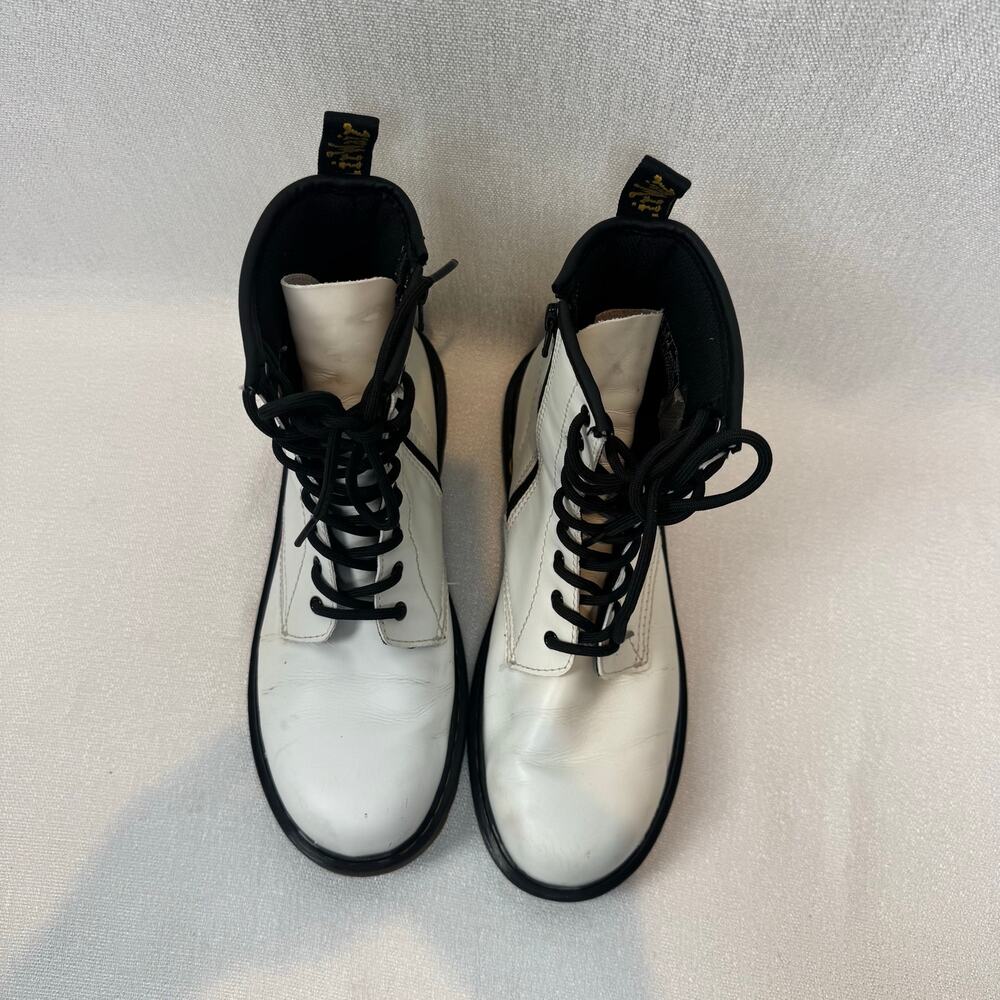 Dr Marten Womens Boots 1460 White Smooth Leather Yellow Welt Stitch Size 7 USL